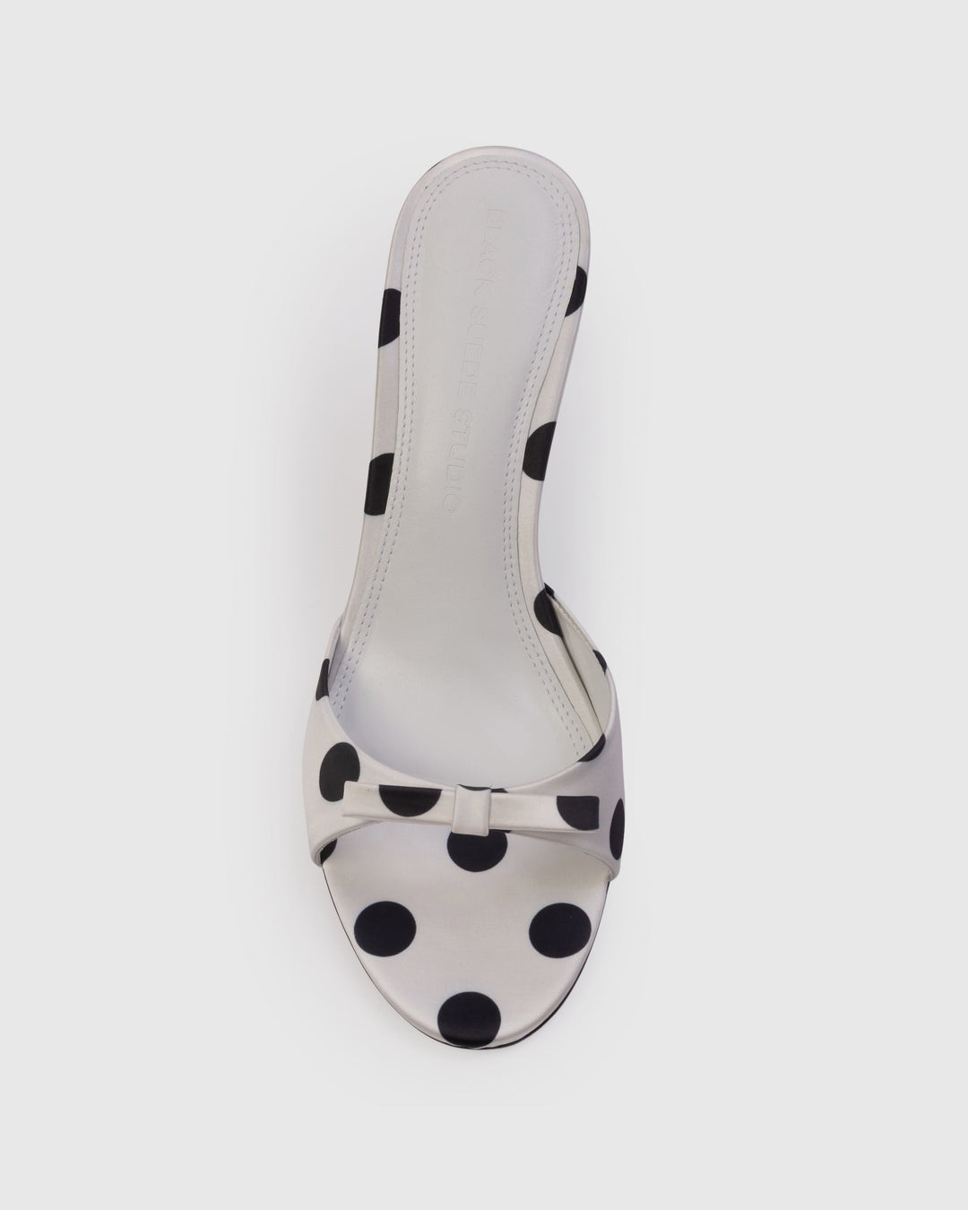 Albie 65 Satin Mule White Polka Dot