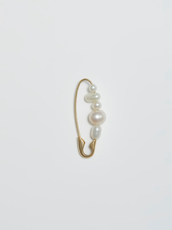 Mixed Pearl Safety Pin Earring
