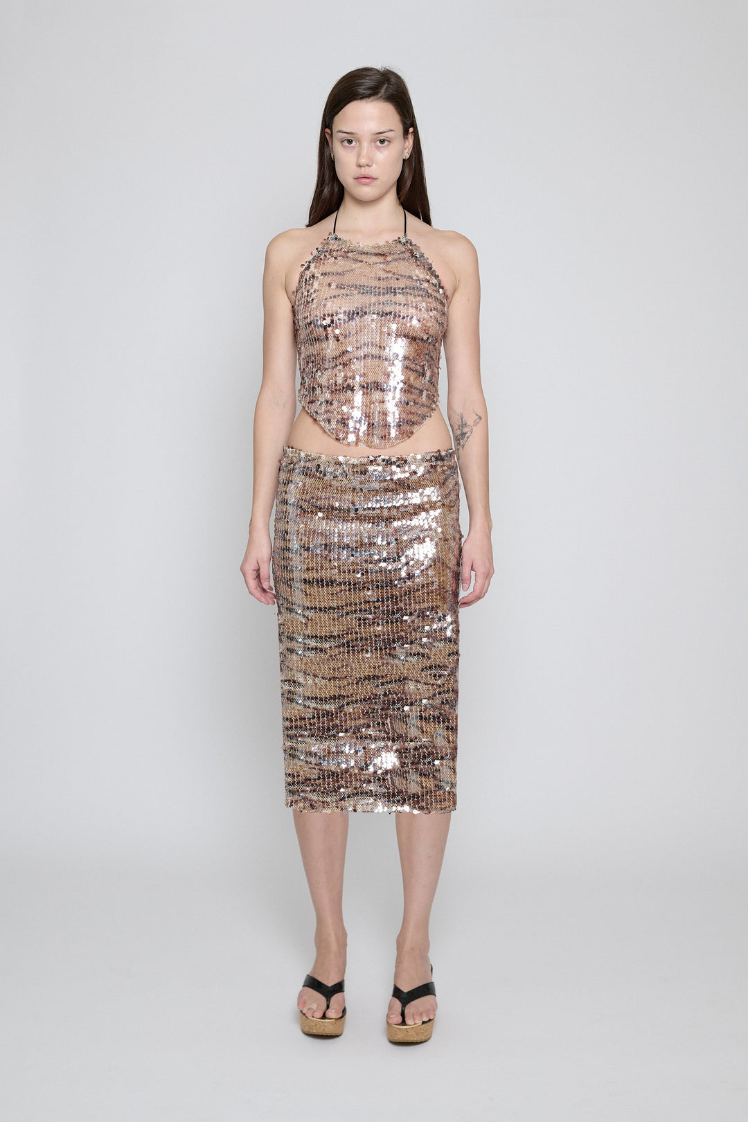 Tiger Sequin Midi Skirt