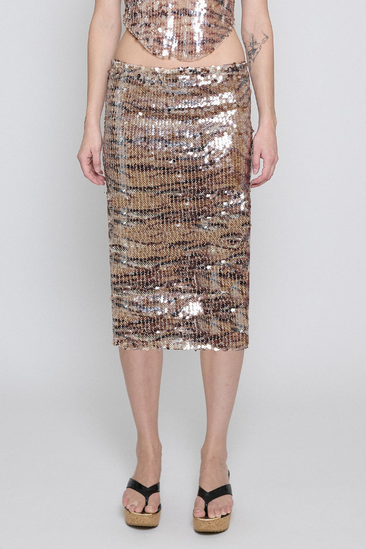 Tiger Sequin Midi Skirt