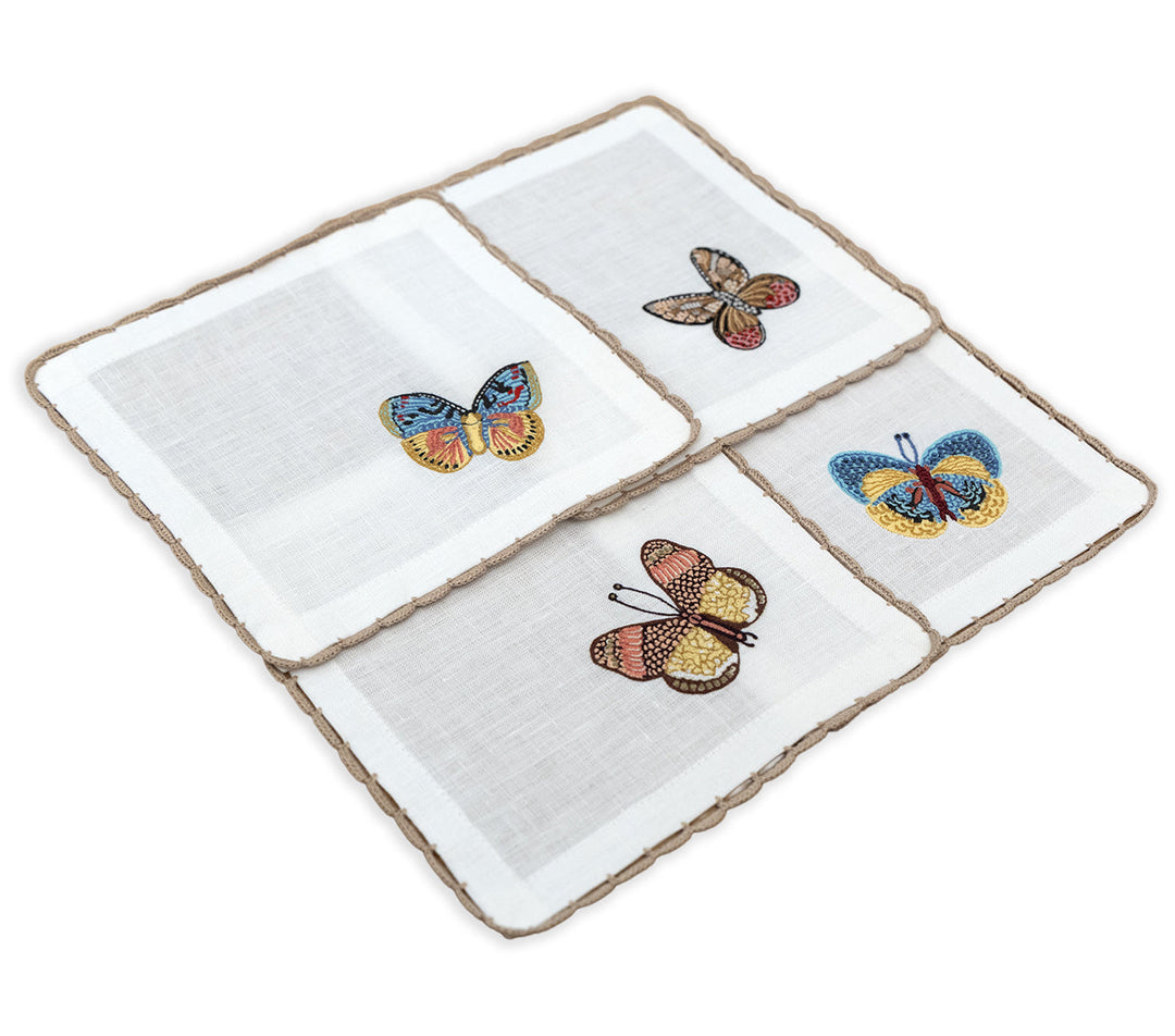 Flutter and Lace Cocktail Napkins, Set of 4