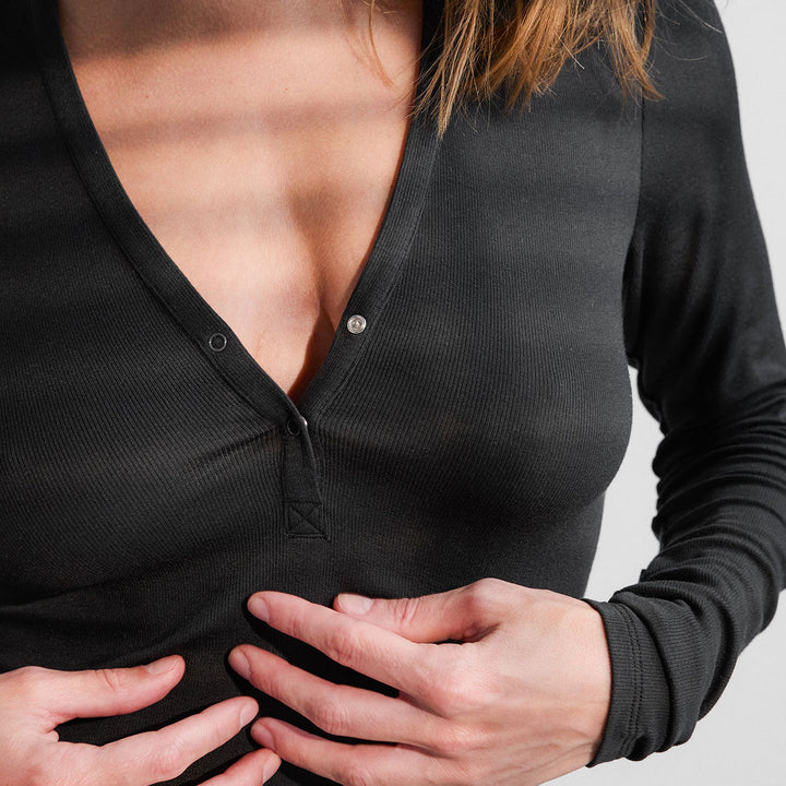 Soft Modal Rib V-Neck Henley