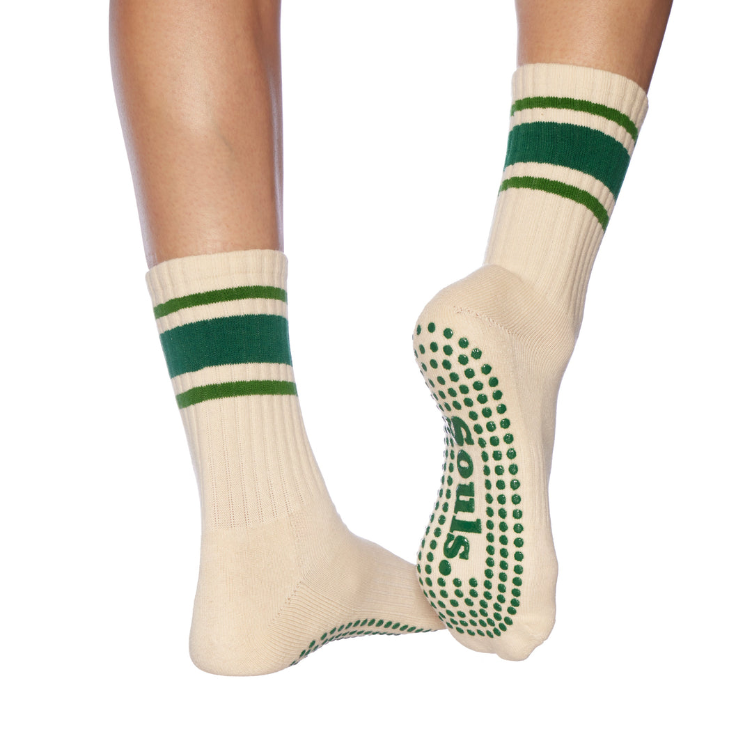 Green Retro Grip Socks