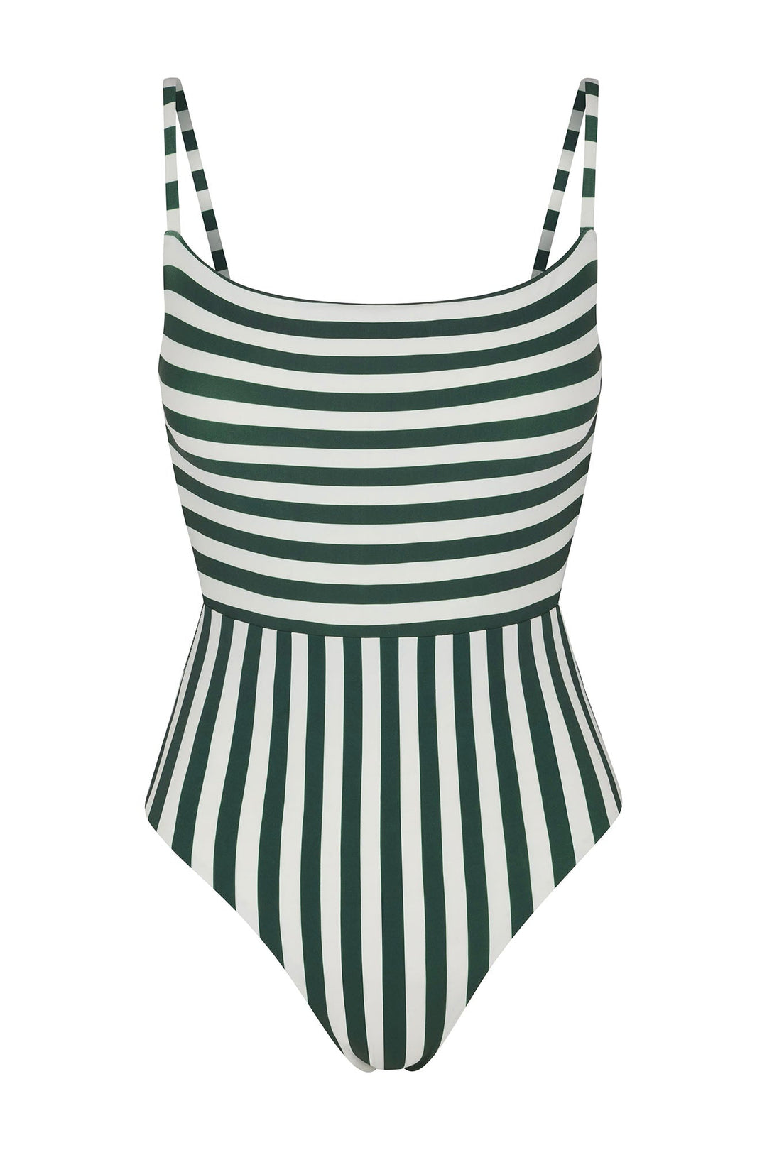 Square Neck Open Back One-Piece Mixed Stripes