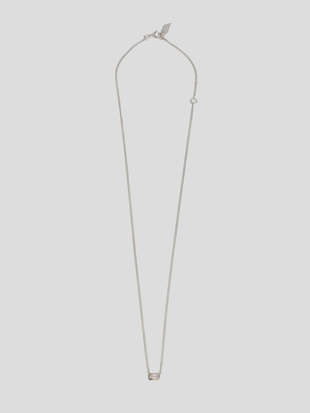 Mixed Metal Emerald Cut Floating Diamond Necklace
