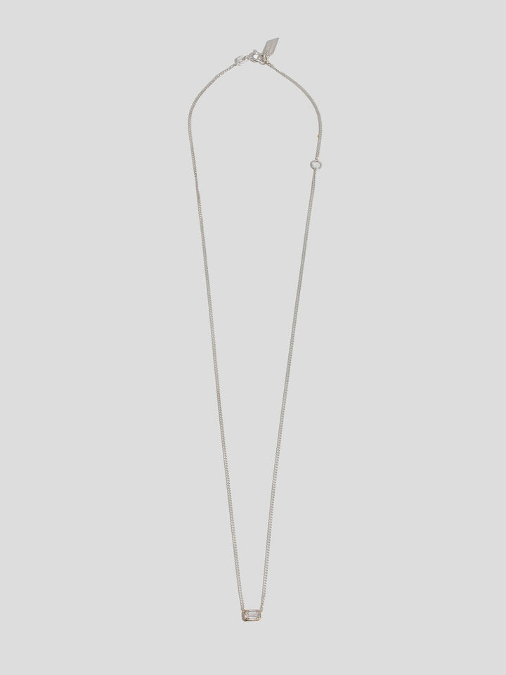 Mixed Metal Emerald Cut Floating Diamond Necklace