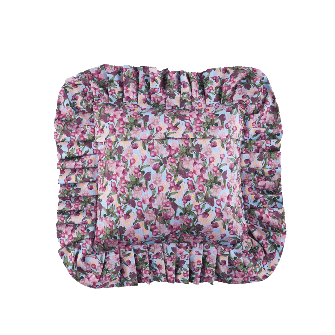 Ruffled Pillow Cover Romance is Dead Blue