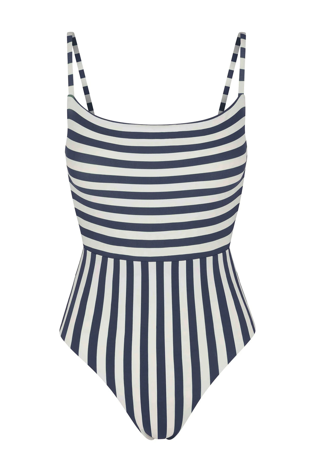 Square Neck Open Back One-Piece Mixed Stripes