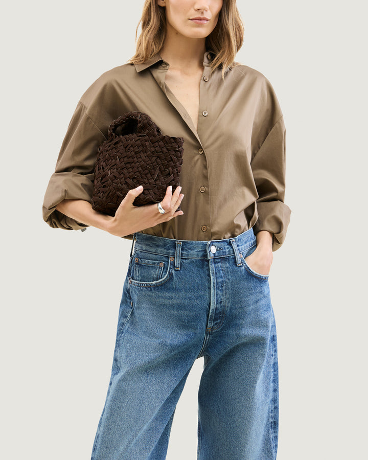 St. Barths Petit Tote Nest Weave Chocolate