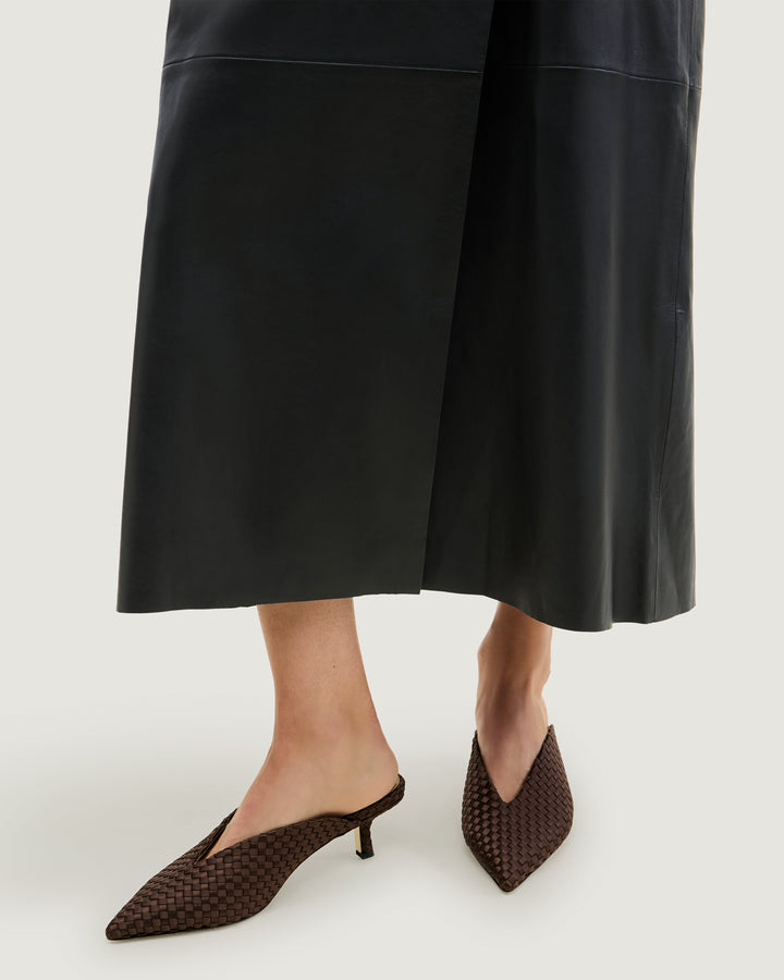 Strada Kitten Heel Satin Chocolate