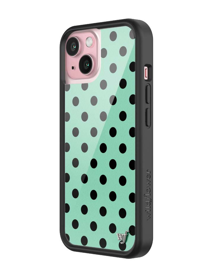 Polka Dot Turquoise and Black iPhone Case