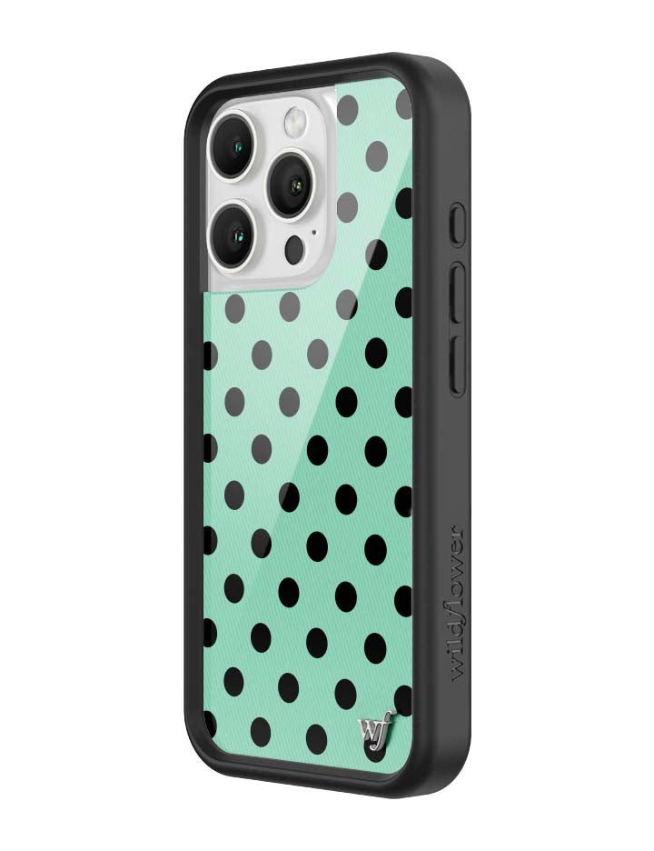 Polka Dot Turquoise and Black iPhone Case