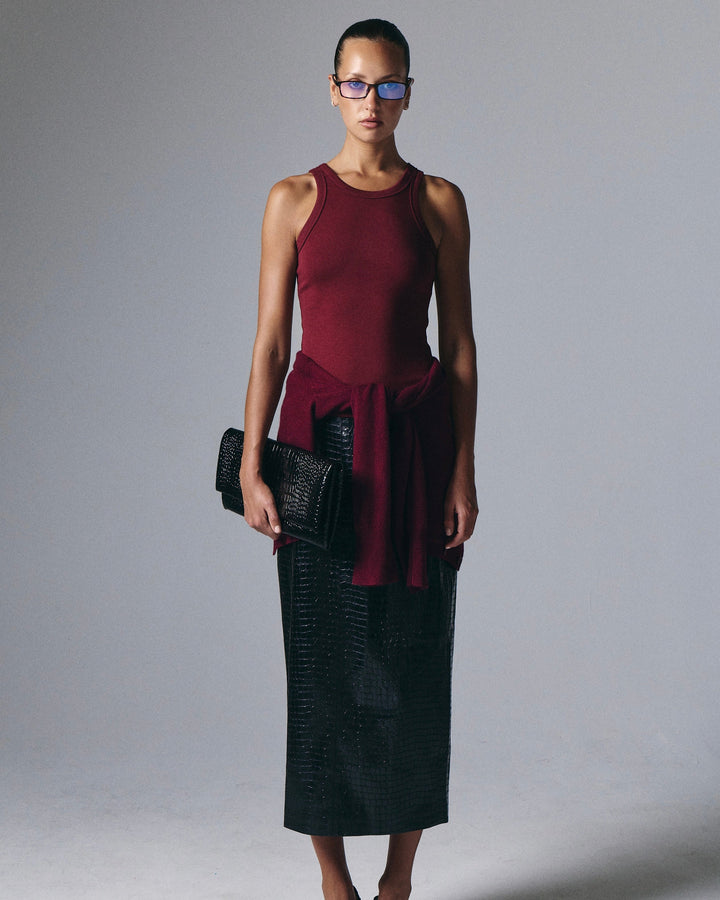 Jude High Neck Tank Top Merlot