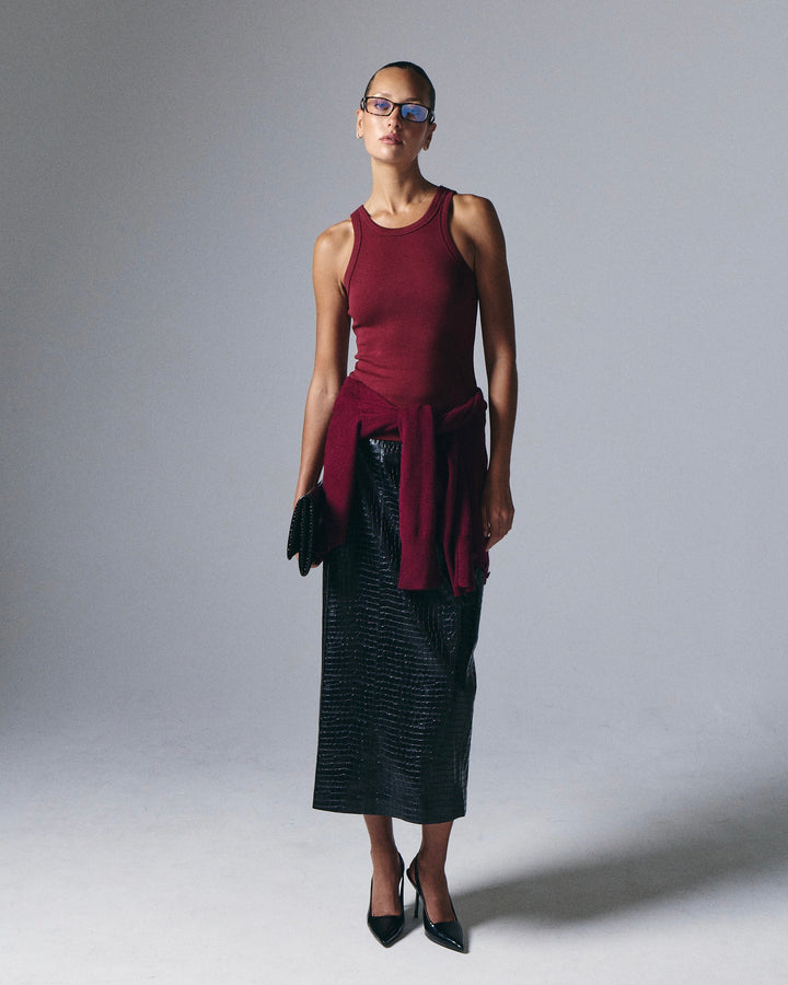 Jude High Neck Tank Top Merlot