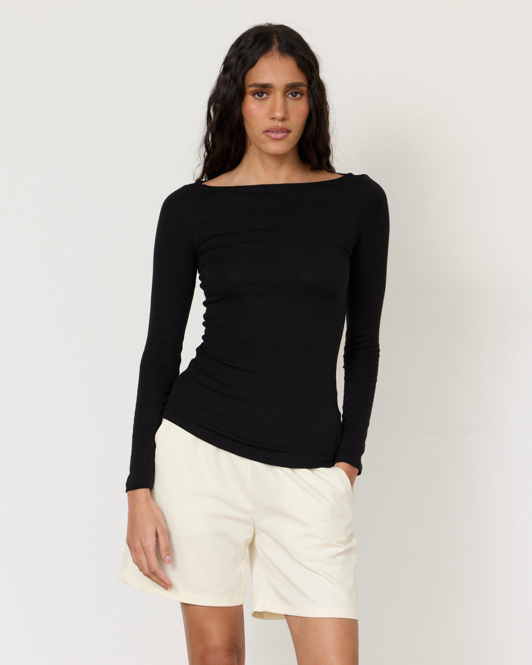 Lane Boatneck Top Black