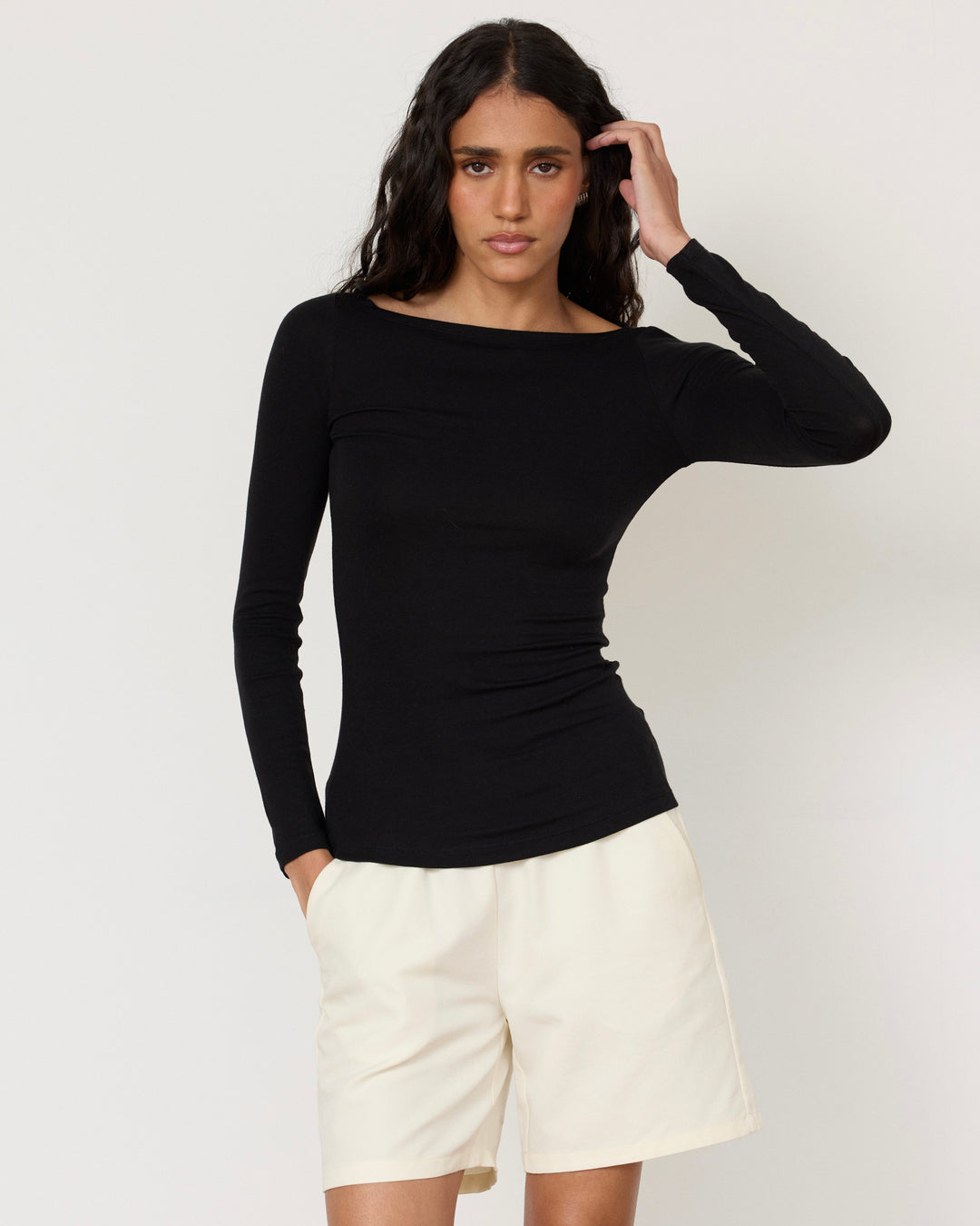 Lane Boatneck Top Black