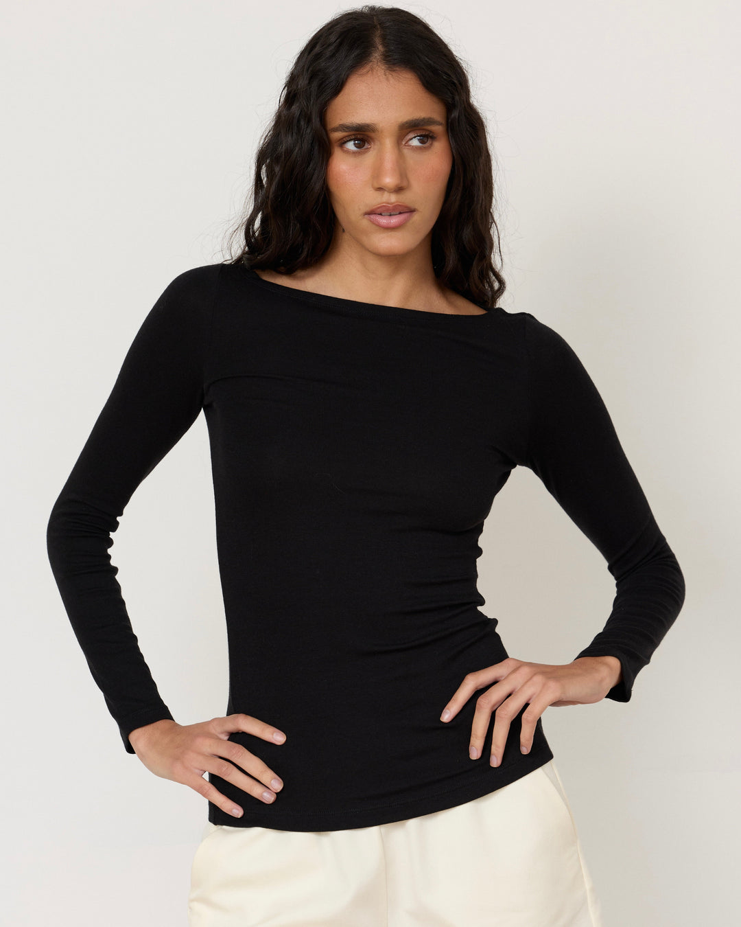 Lane Boatneck Top Black