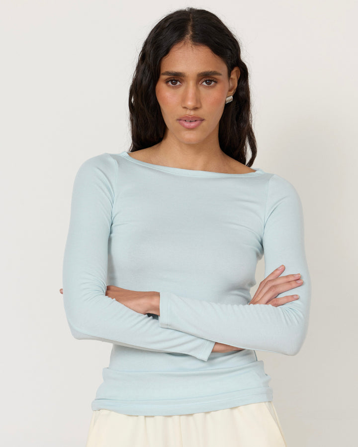 Lane Boatneck Top Light Blue