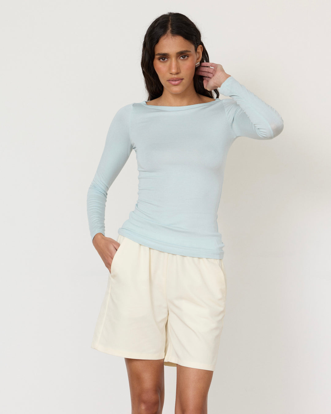 Lane Boatneck Top Light Blue