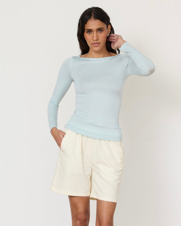 Lane Boatneck Top Light Blue