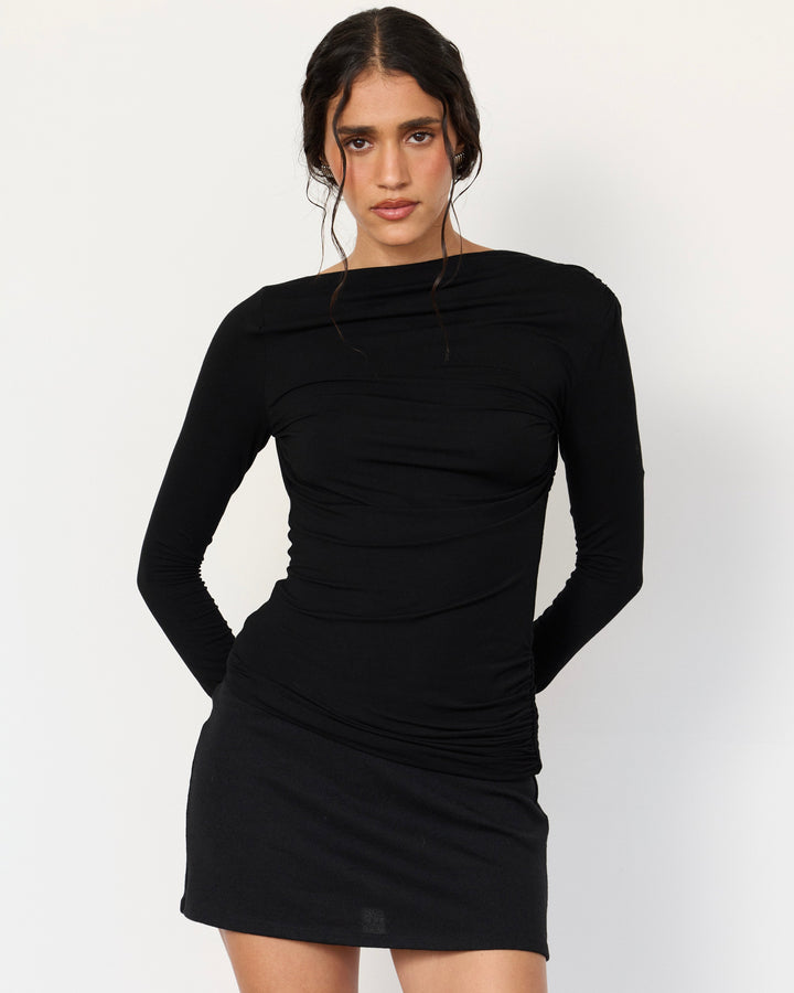 Romy Open Back Top Black