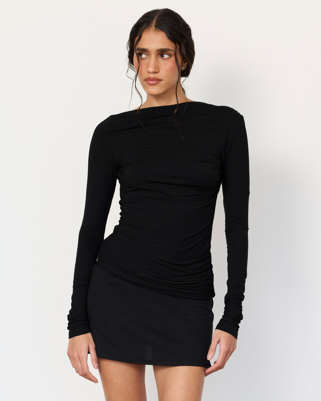 Romy Open Back Top Black