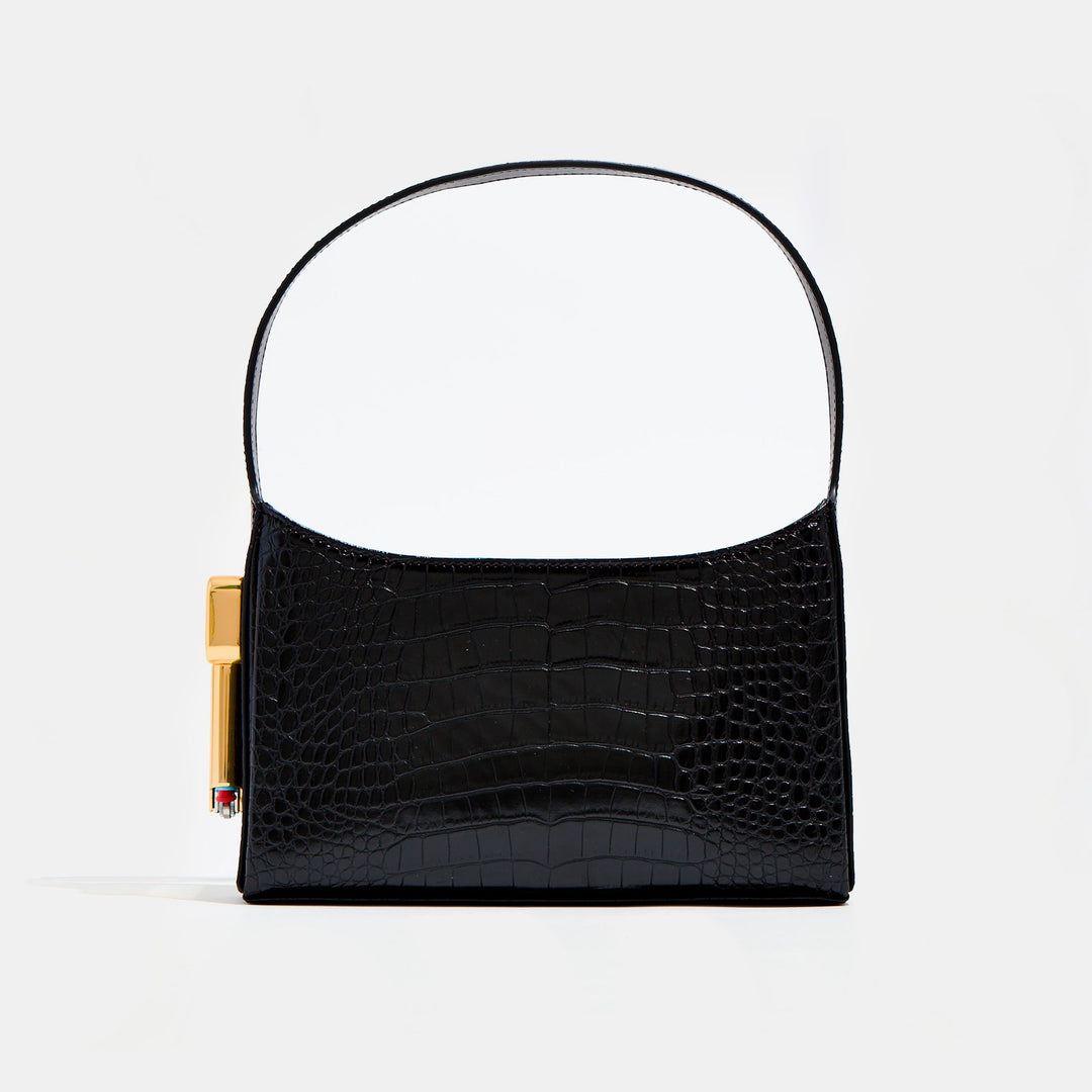 Burn Shoulder Bag Black Croc