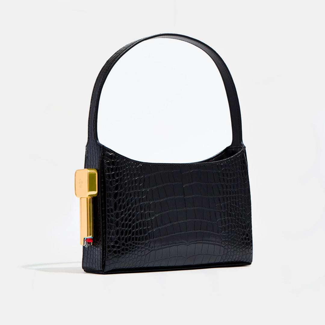 Burn Shoulder Bag Black Croc