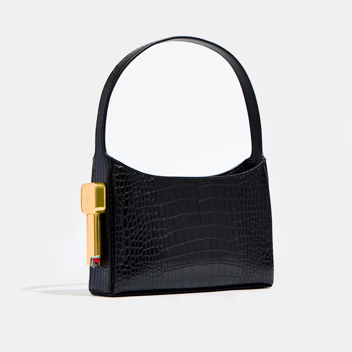 Burn Shoulder Bag Black Croc