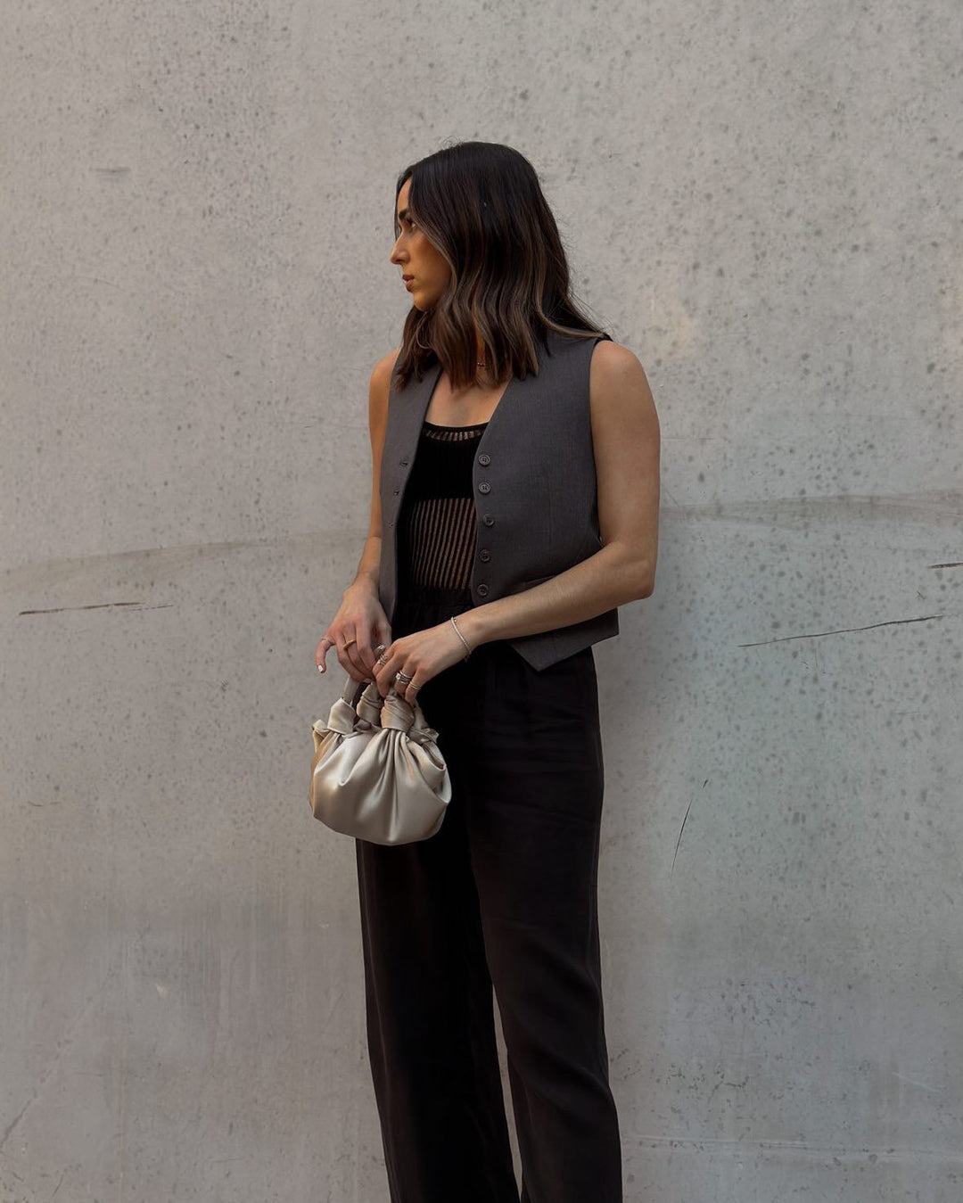 Silk Knot Bag Champagne
