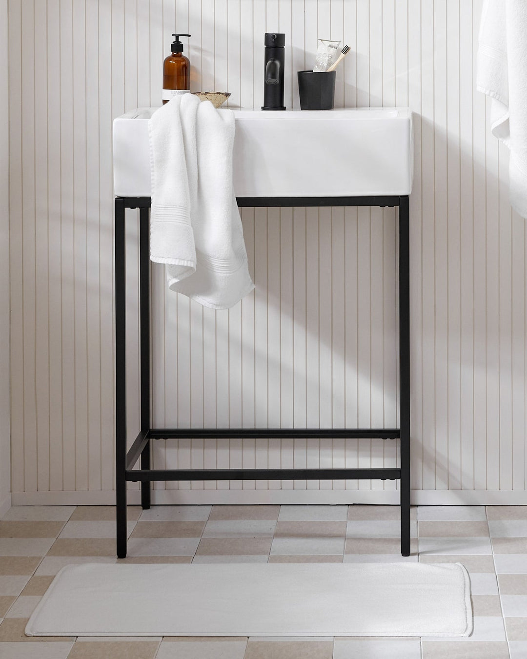 Classic Turkish Cotton Tub Mat White
