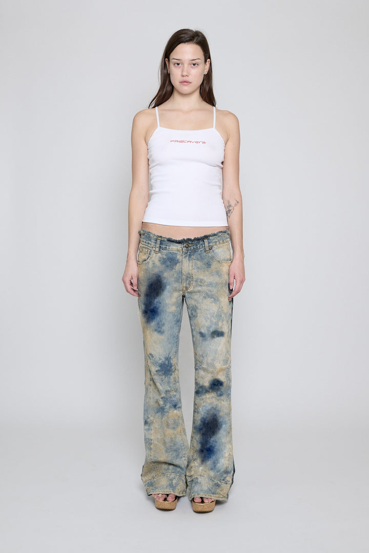 Low Rise Frayed Jeans Dune Wash