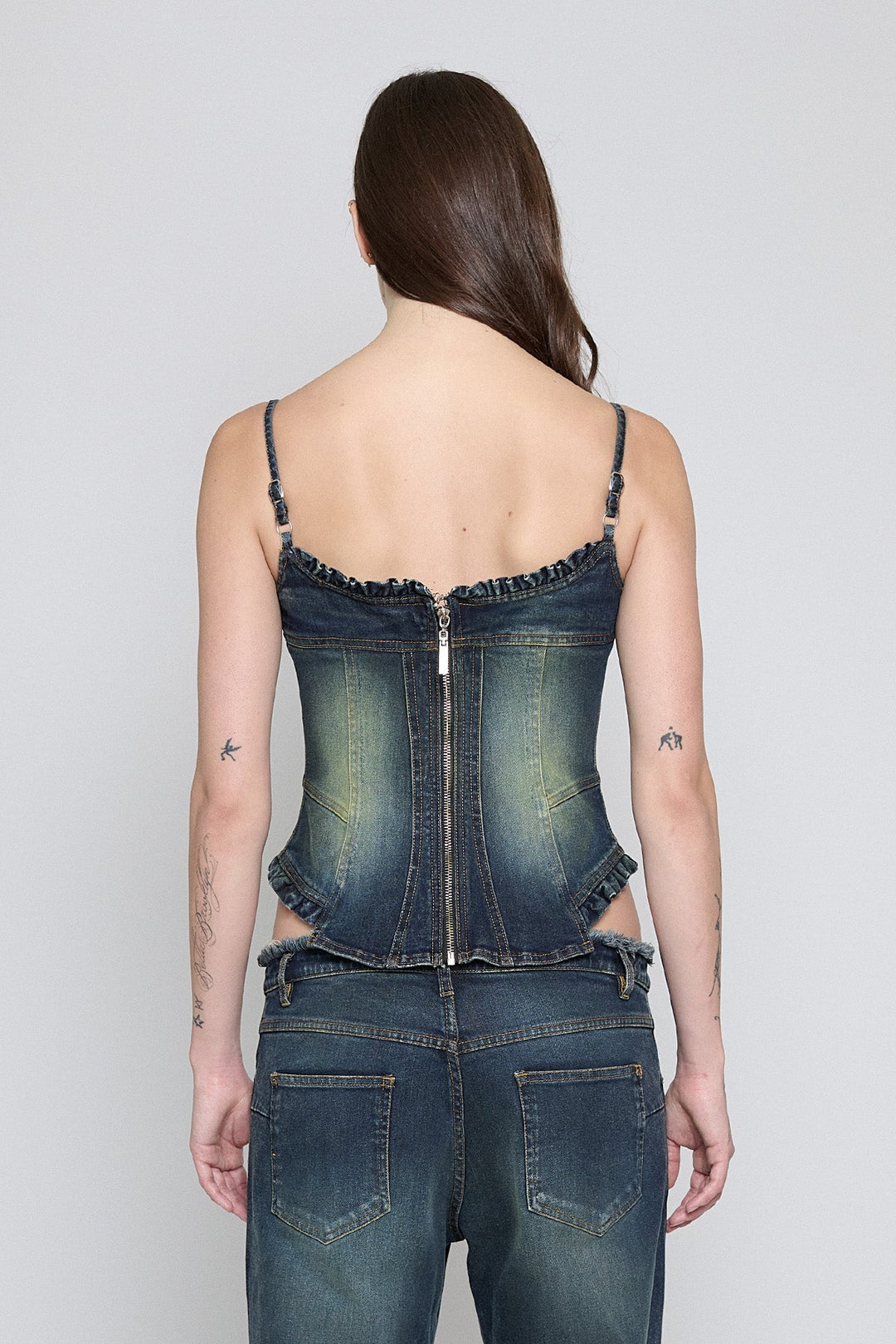 Denim Corset Top Acid Green
