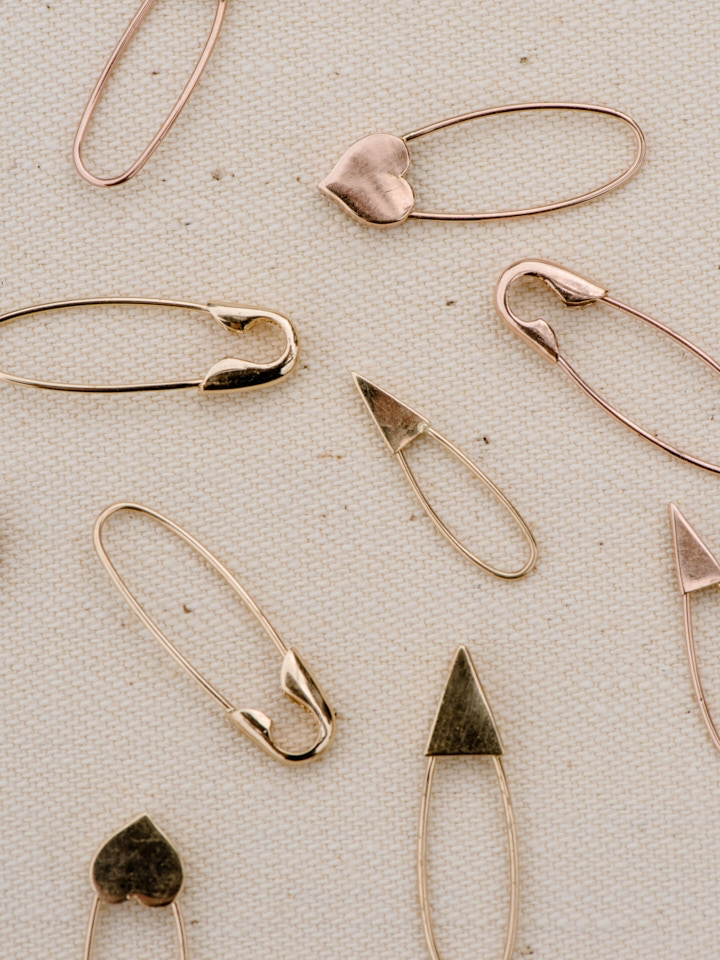 Heart Safety Pin Earring