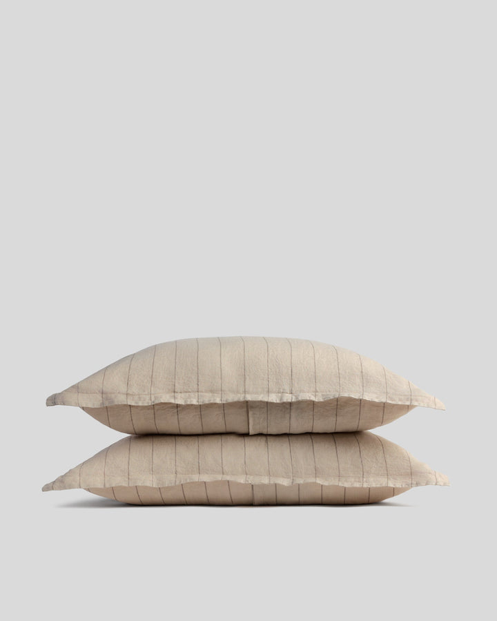 Linen Sham Set Bone Stripe