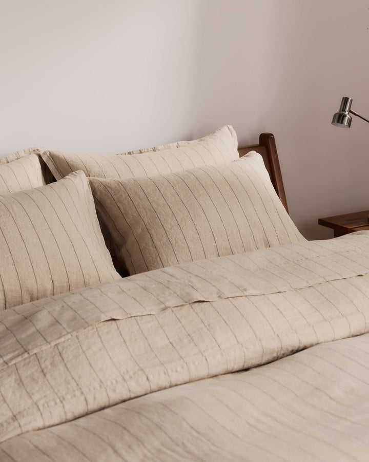 Linen Sham Set Bone Stripe