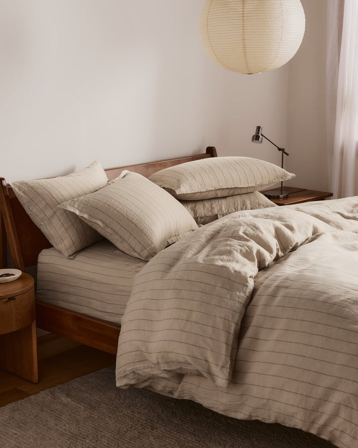 Linen Sham Set Bone Stripe