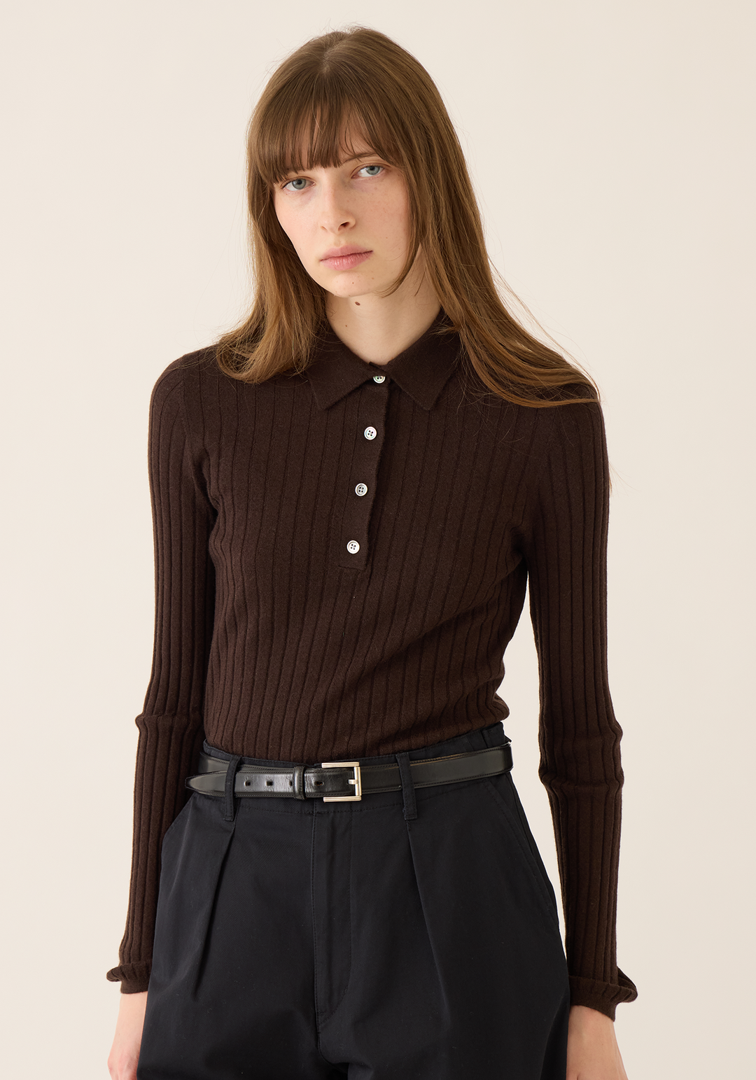 Luna Superfine Cashmere Polo Top
