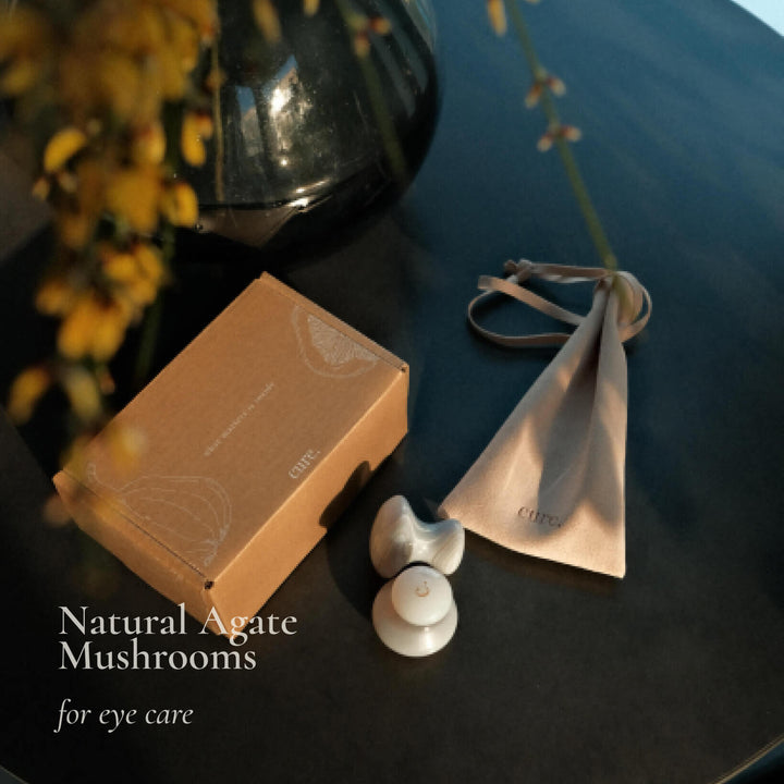 Natural Agate Mushroom Gua Sha Massager For Eye Care (Pair)