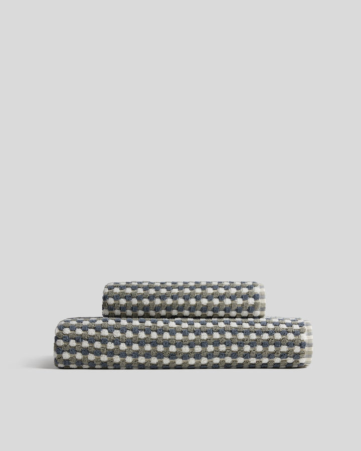 Organic Cotton Mosaic Towels Moss and Dusk