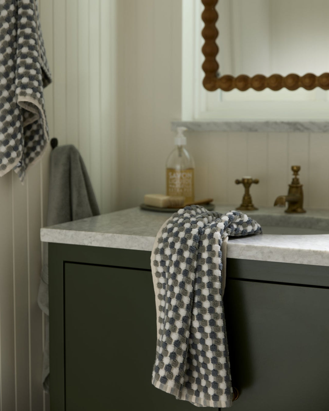 Organic Cotton Mosaic Towels Moss and Dusk