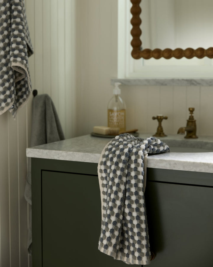 Organic Cotton Mosaic Towels Moss and Dusk