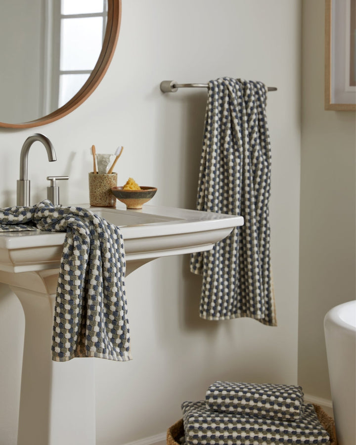 Organic Cotton Mosaic Towels Moss and Dusk