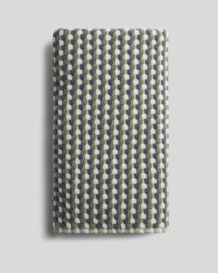 Organic Cotton Mosaic Towels Moss and Dusk