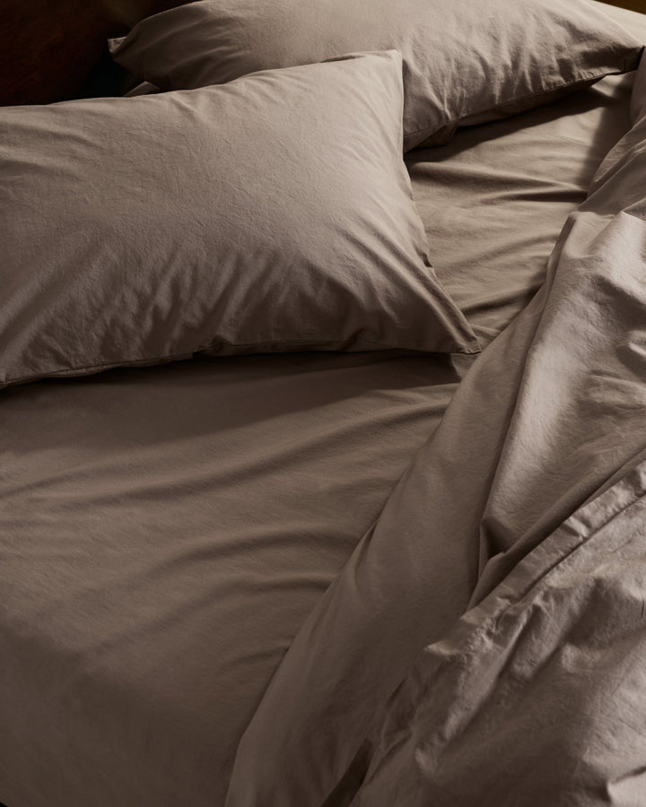 Percale Fitted Sheet Warm Grey