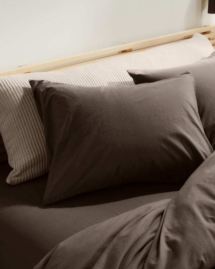 Percale Pillowcase Set Warm Grey
