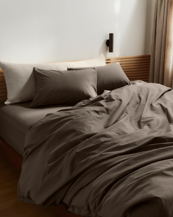 Percale Fitted Sheet Warm Grey
