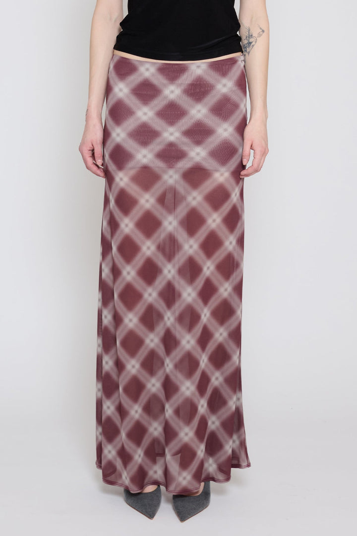Plaid Paneled Maxi Skirt Mauve