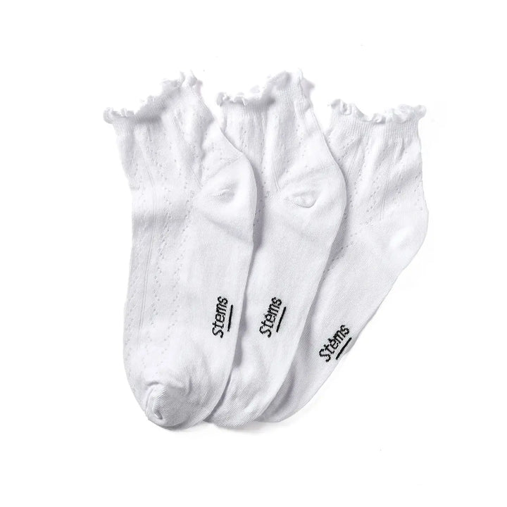 3-Pack Pointelle Mid Crew Socks