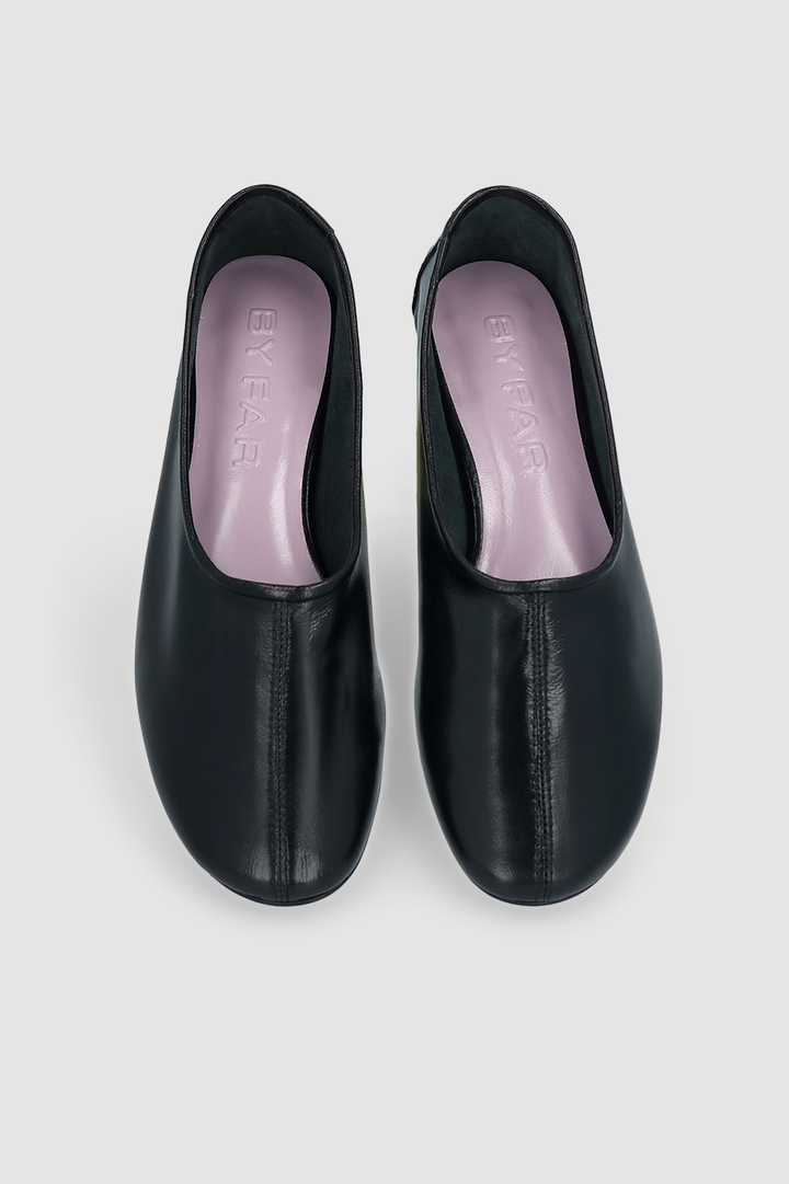 Prudence Creased Leather Ballet Flat Black